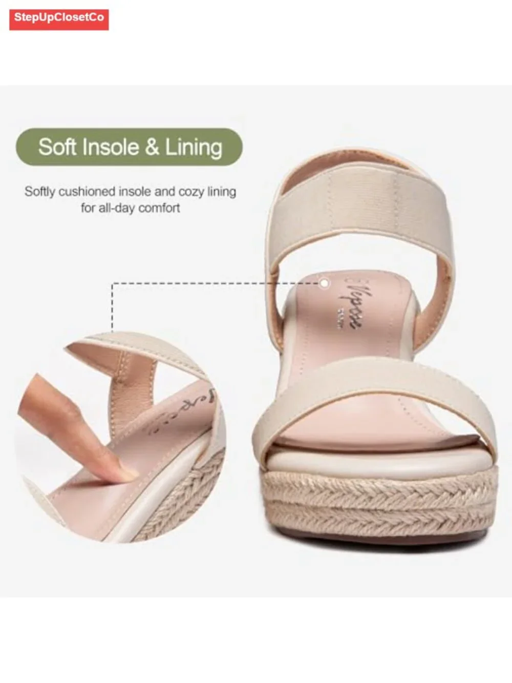 Open Toe Espadrille Wedge Sandals with Ankle Strap - Platform, Dressy Casual